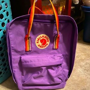 Kanken Purple Backpack w/ Rainbow Straps